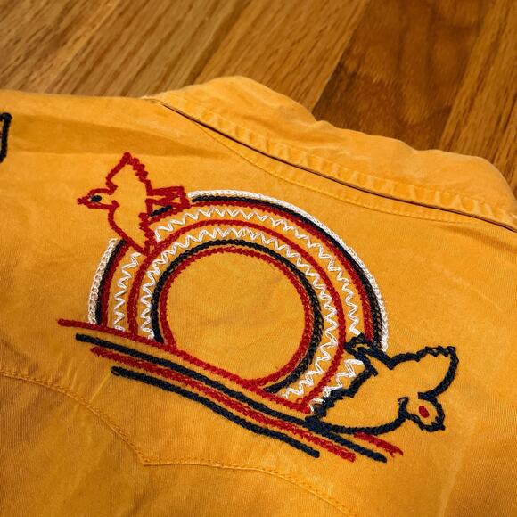 Levis Made & Crafted Sz 1 Small Rockabilly Embroidered Bird Snap Button Shirt - Picture 8 of 11